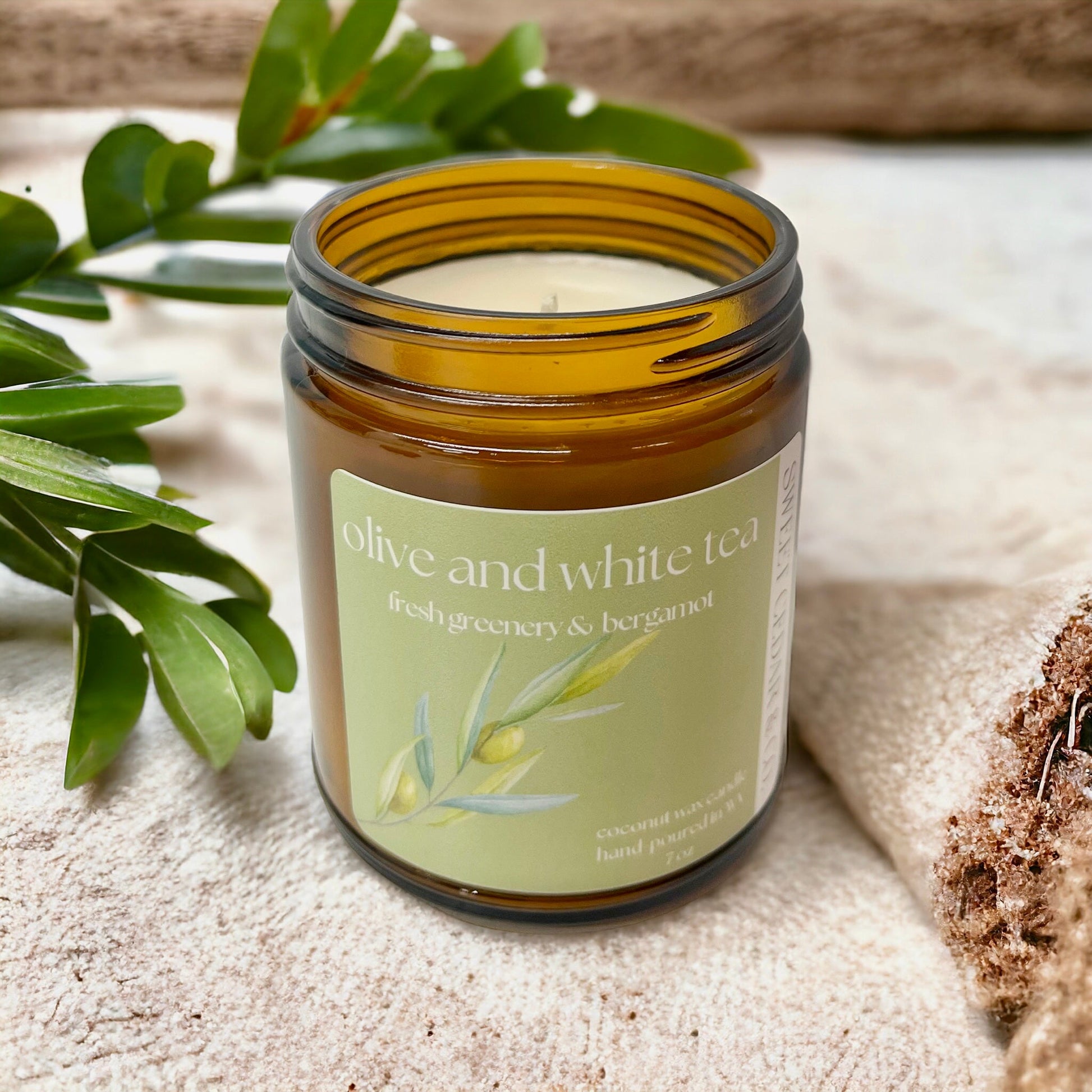 Olive & White Tea - Coconut Wax Candle - Sweet Cedar & Co.