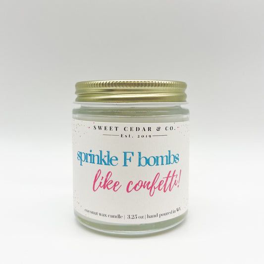 sprinkle f-bombs candle - Sweet Cedar & Co.