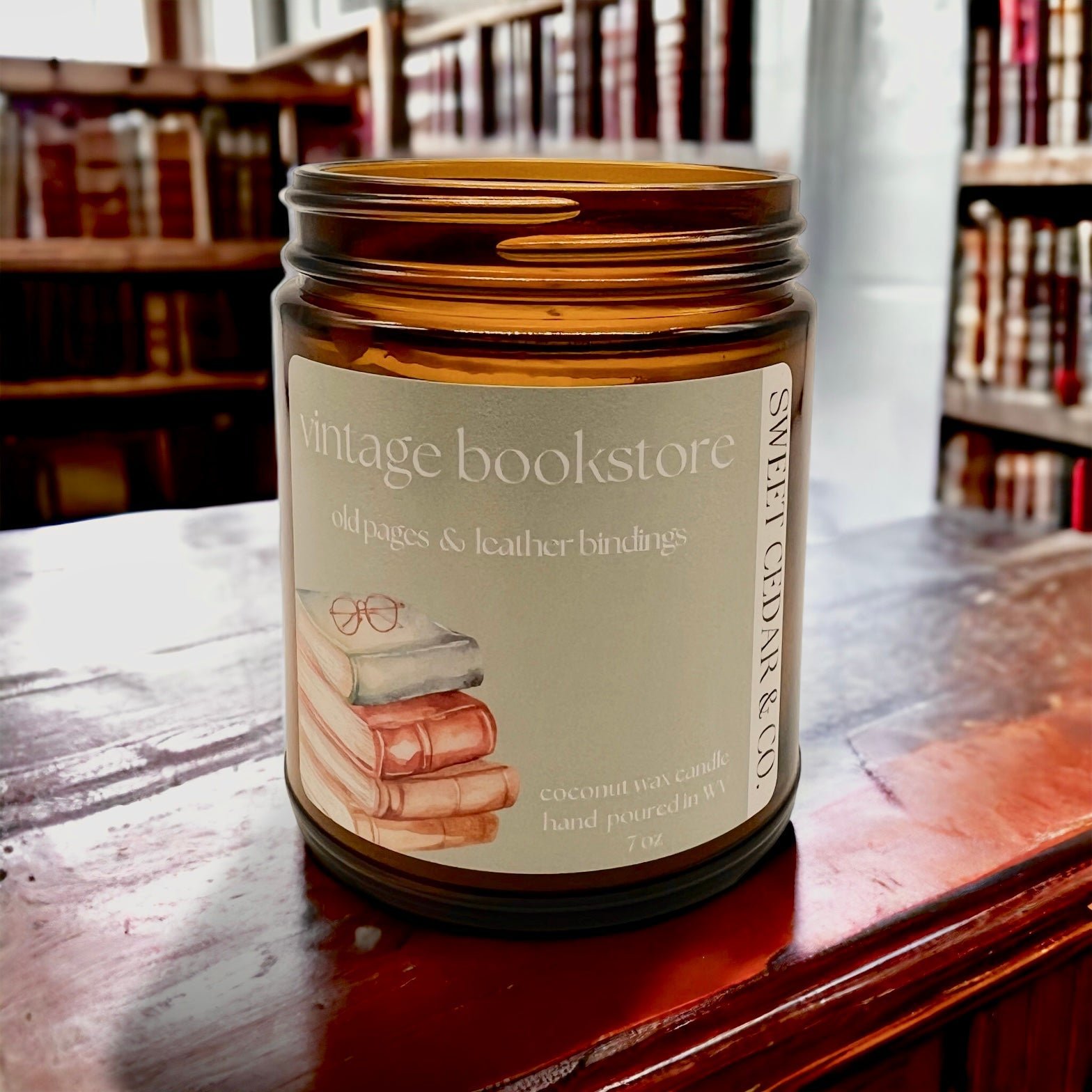 Vintage Bookstore - Coconut Wax Candle - Sweet Cedar & Co.